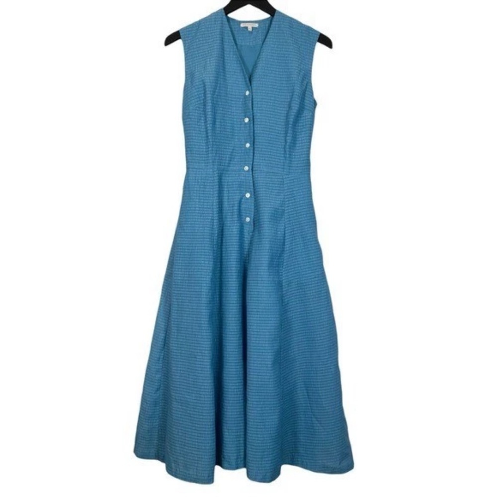 Frances Valentine Sleeveless Midi Dress in Teal Blue - Picture 2 of 6